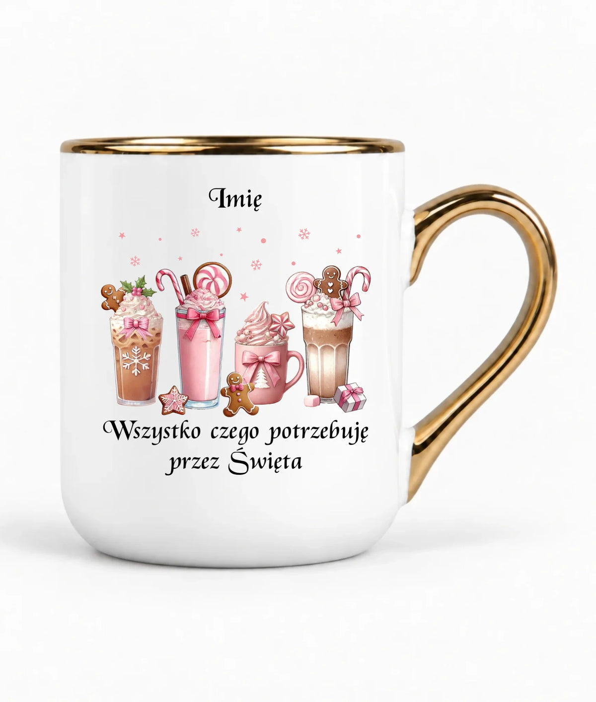 Kubek elegant świąteczny - Zimowa kawa Wszystko czego potrzebuję przez Święta - personalizowany BN46