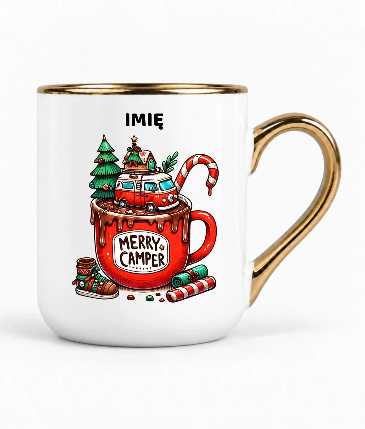 Kubek elegant świąteczny - Kamper Merry Camper - personalizowany BN43