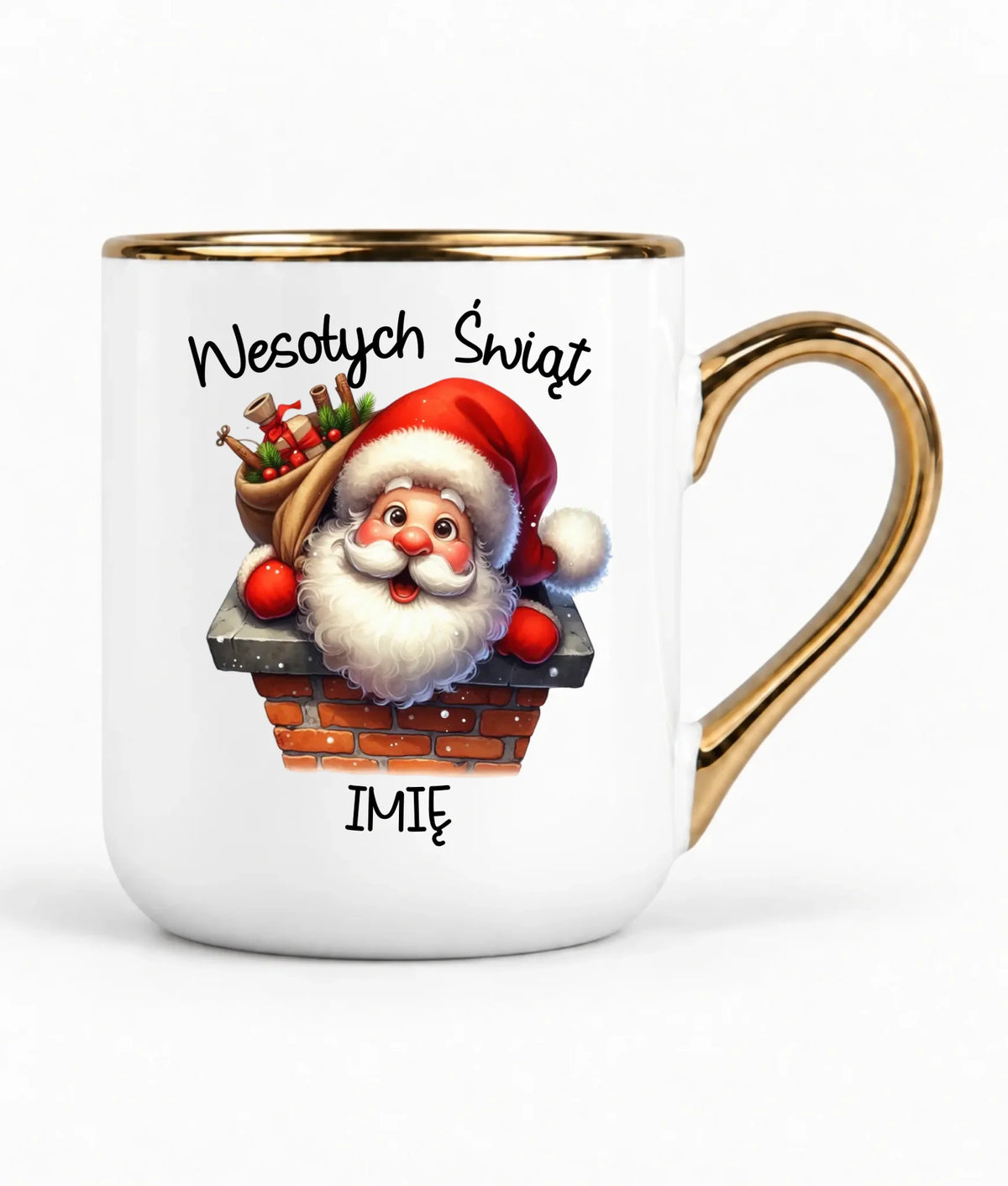 Kubek elegant świąteczny - prezent na Mikołajki Mikołaj - personalizowany BN08