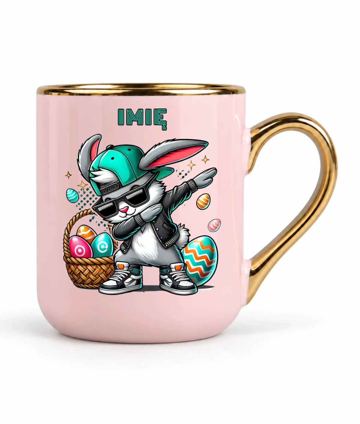 Kubek elegant wielkanocny - Zajączek Dab dance - personalizowany WN09