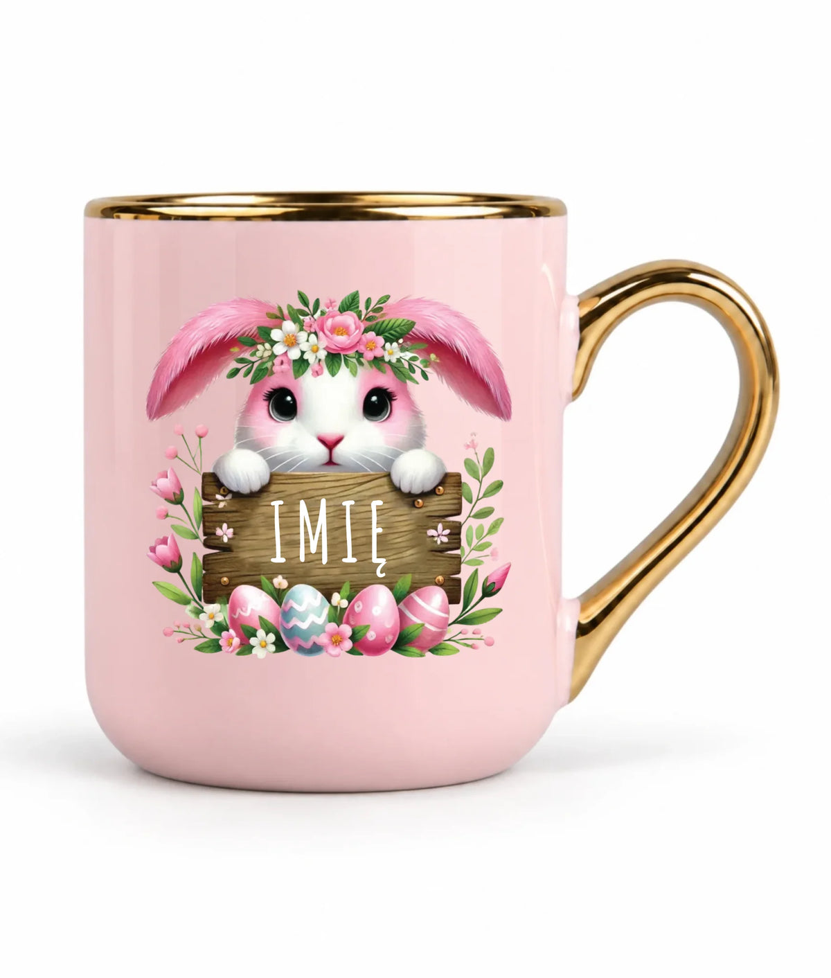Kubek elegant na Wielkanoc - Różowy Zajączek - Prezent personalizowany WN07
