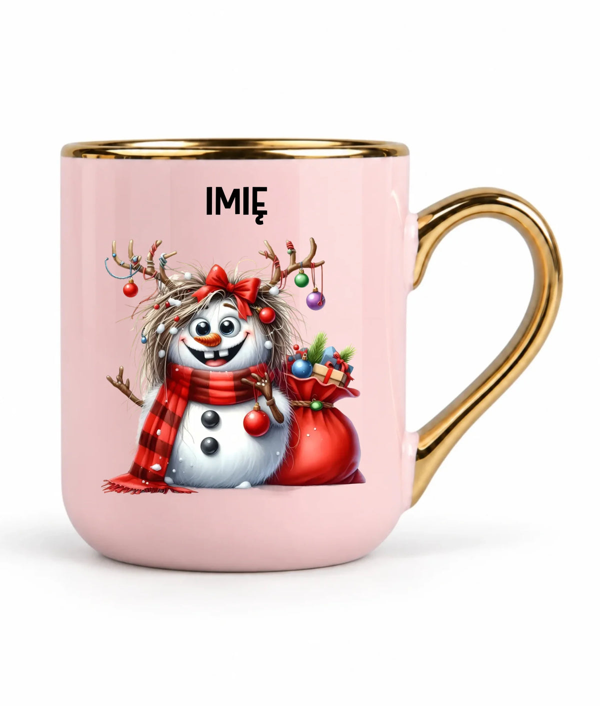 Kubek elegant świąteczny - Bałwanek - personalizowany BN70