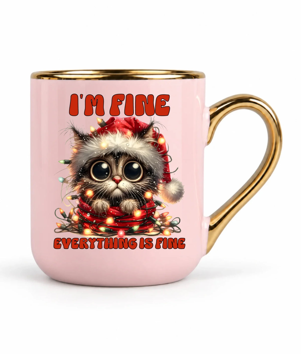 Kubek elegant świąteczny - Kotek I'm fine everything is fine BN67