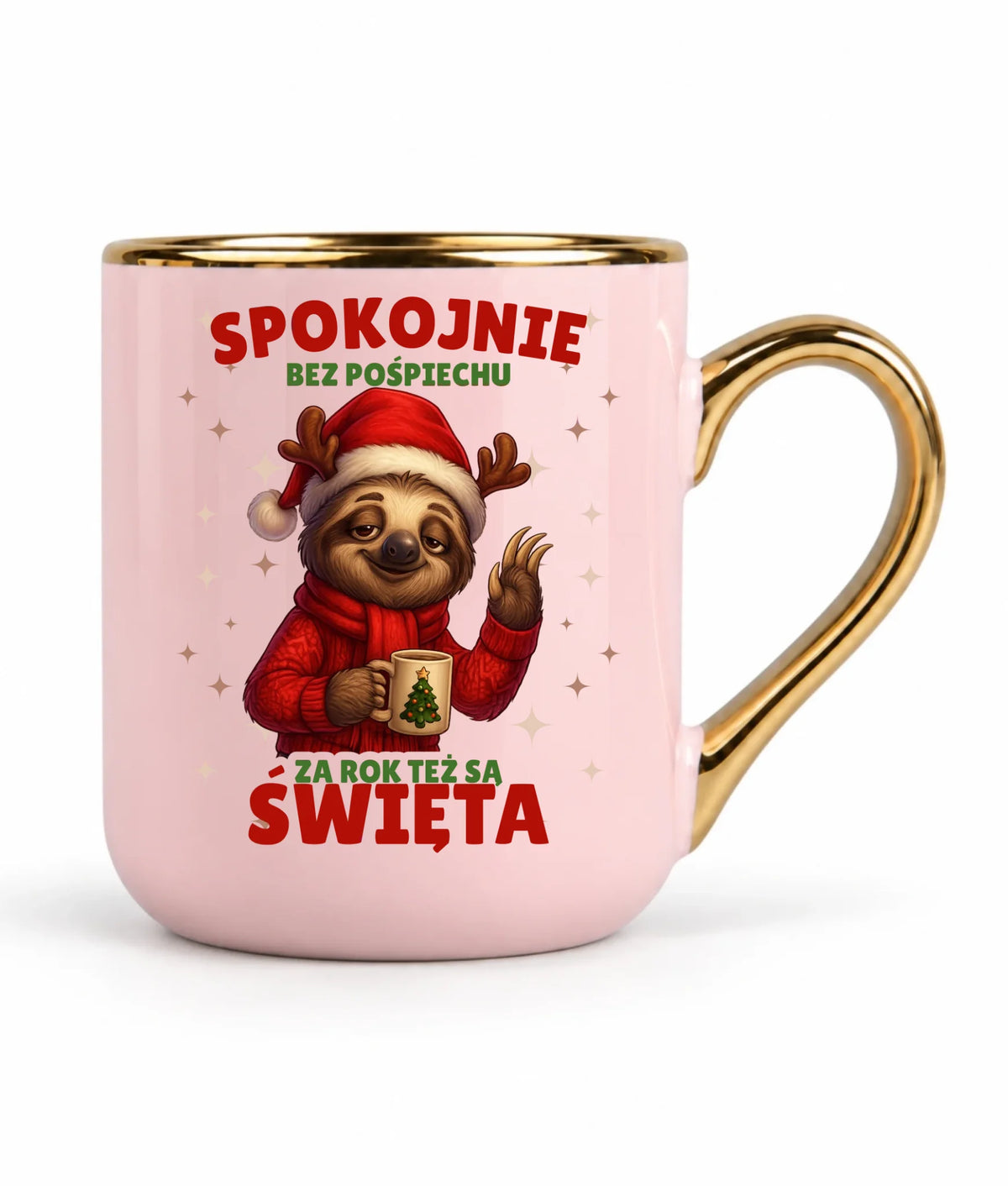 Kubek elegant świąteczny - Leniwiec Za rok też są święta BN92