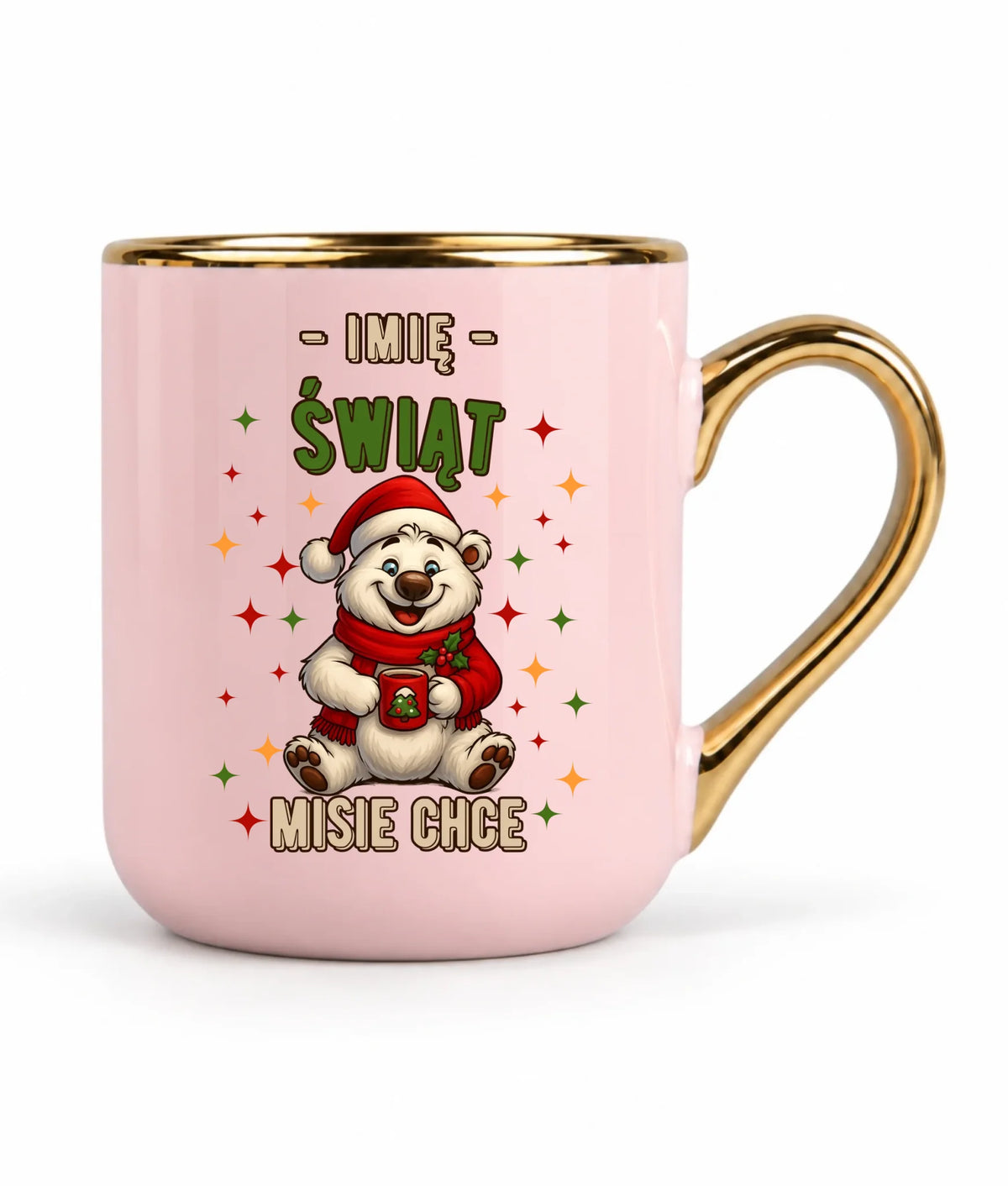 Kubek elegant świąteczny - Misiek Świąt misie chce - personalizowany BN86