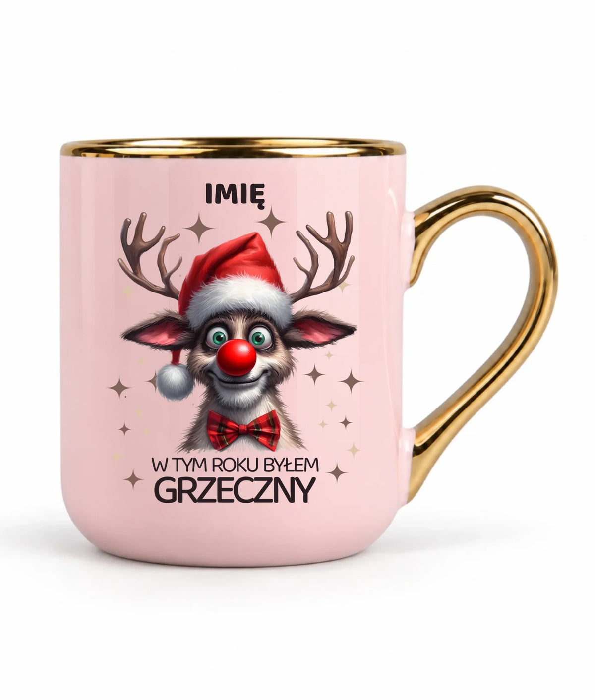 Kubek elegant świąteczny - Renifer W tym roku byłem grzeczny - personalizowany BN96