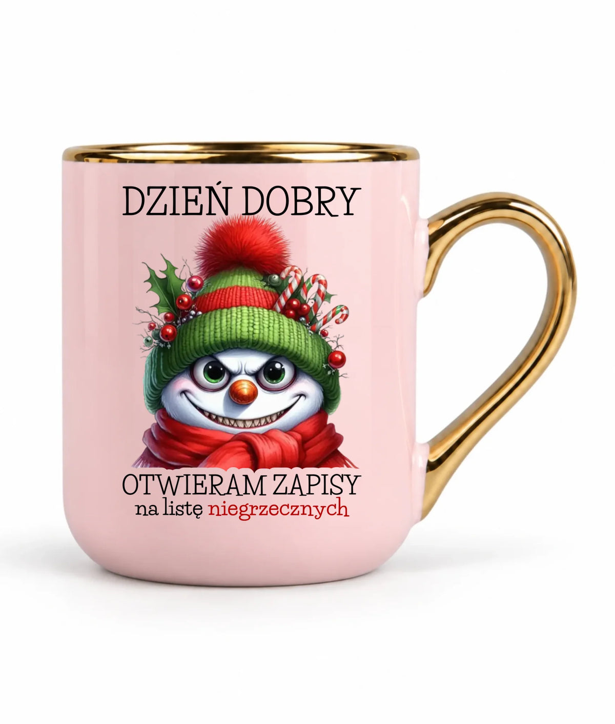 Kubek elegant świąteczny - Niegrzeczny bałwan - Dzień dobry otwieram zapisy na listę BN121