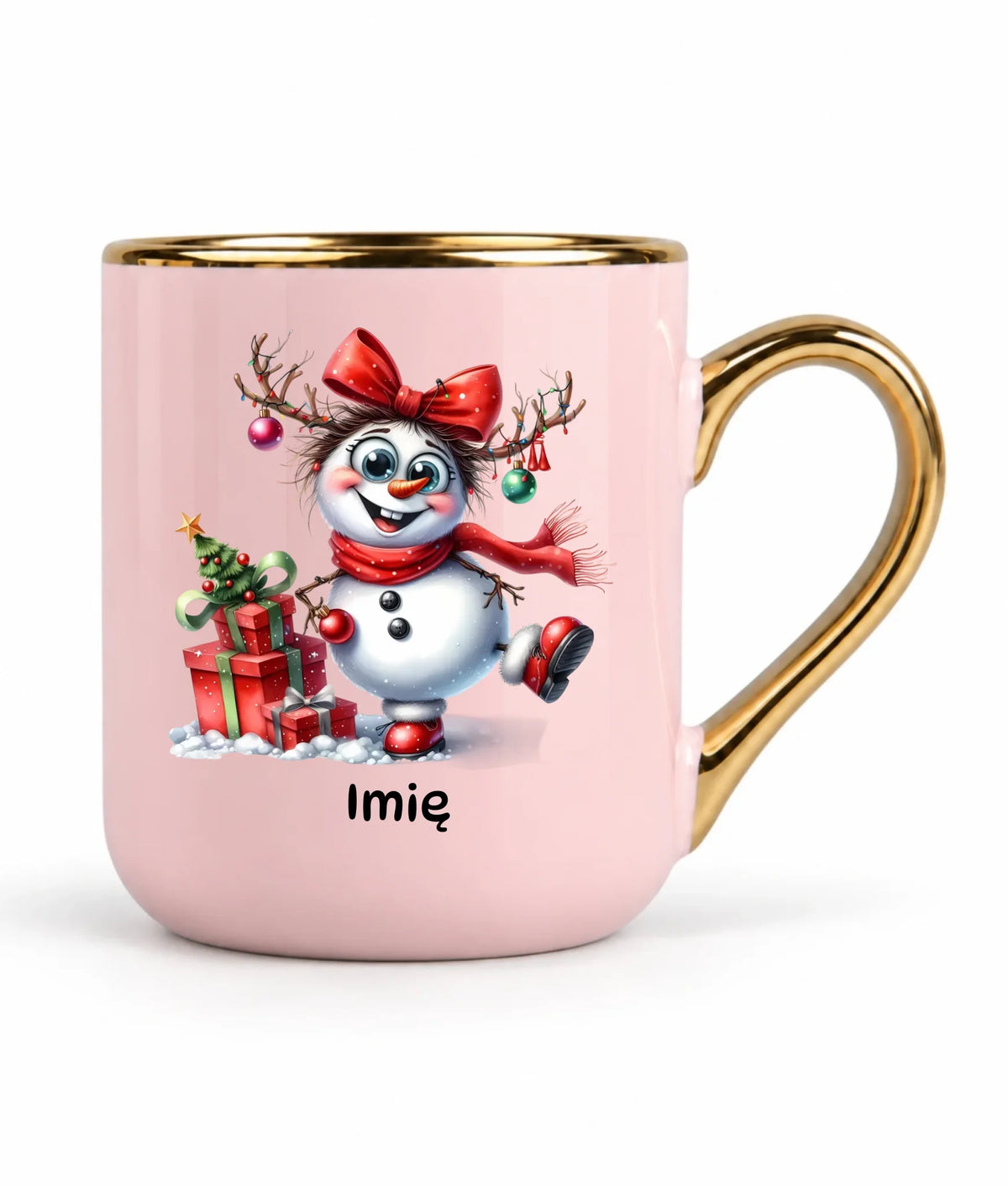 Kubek elegant świąteczny dla niej - Bałwanek - personalizowany BN123