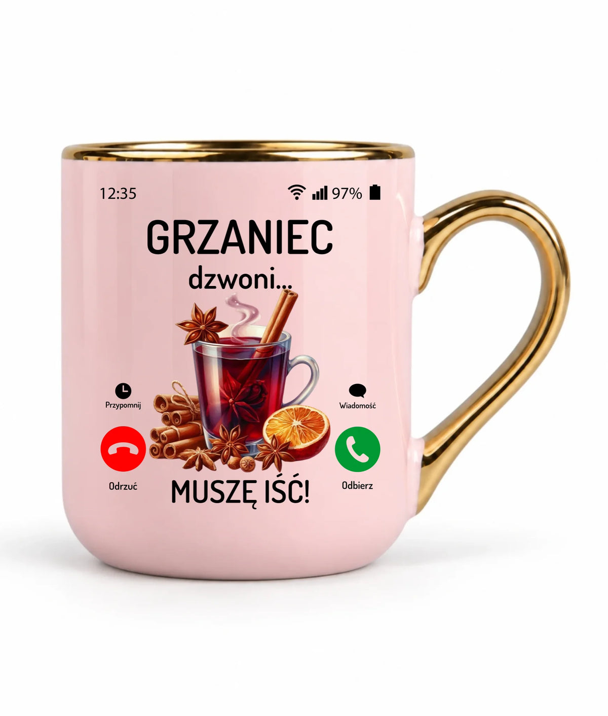 Kubek elegant świąteczny - Grzaniec dzwoni, muszę iść BN127