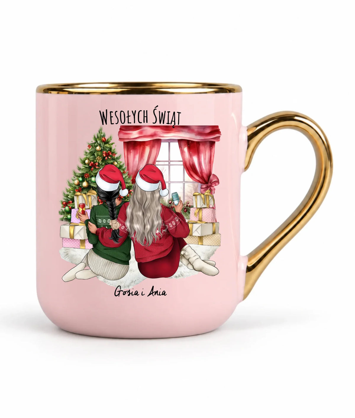 Kubek elegant świąteczny - prezent dla przyjaciółki - 2-4 przyjaciółek - personalizowany PR06