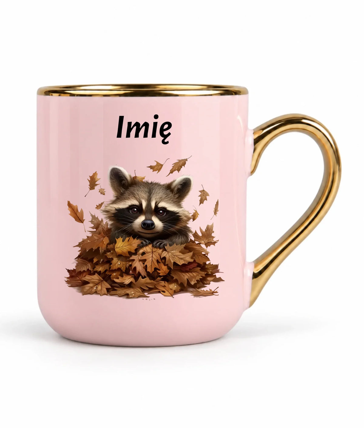 Kubek elegant jesienny - Szop w liściach - personalizowany JS24
