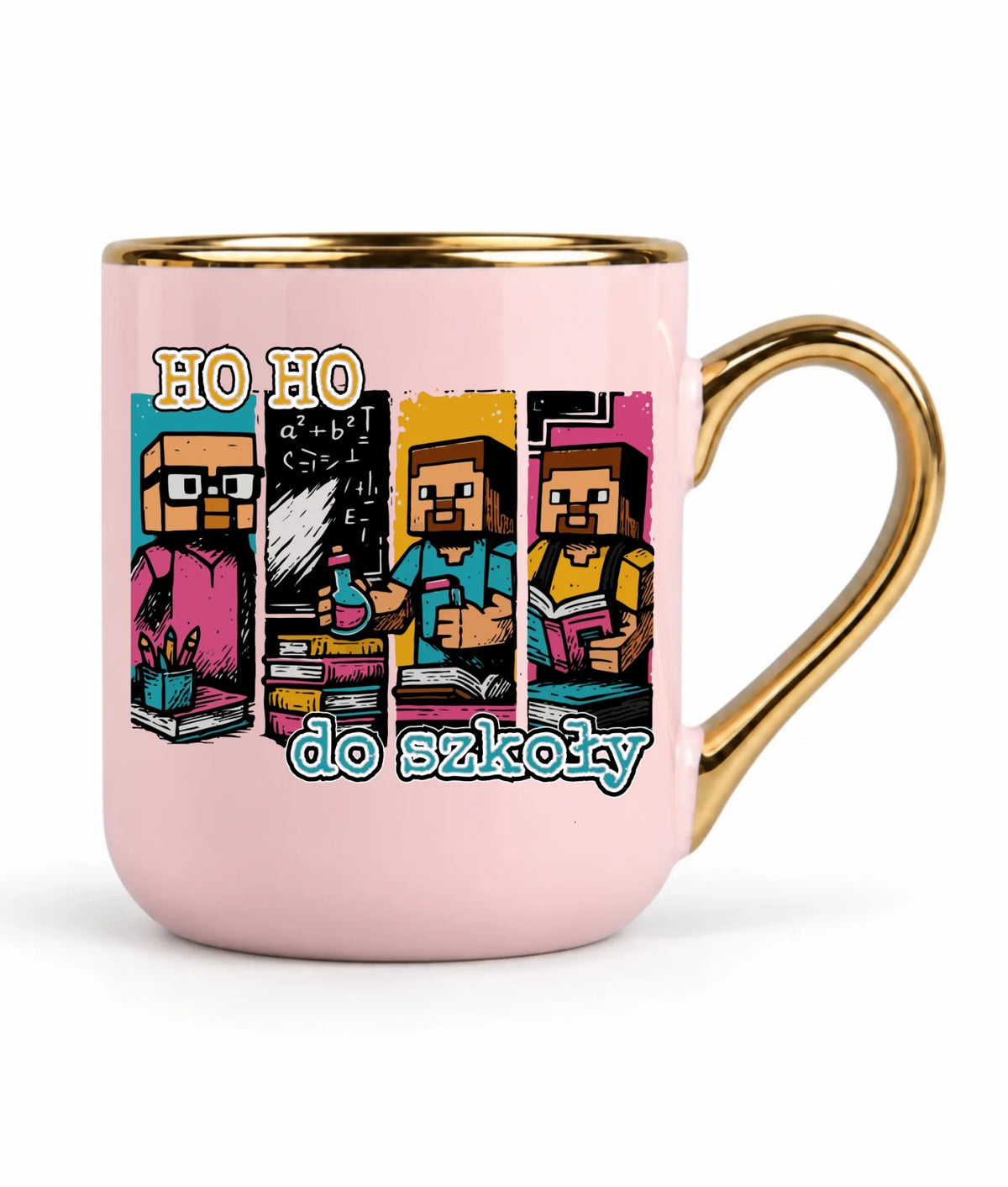 Kubek elegant w stylu Minecraft Ho ho do szkoły SZ03