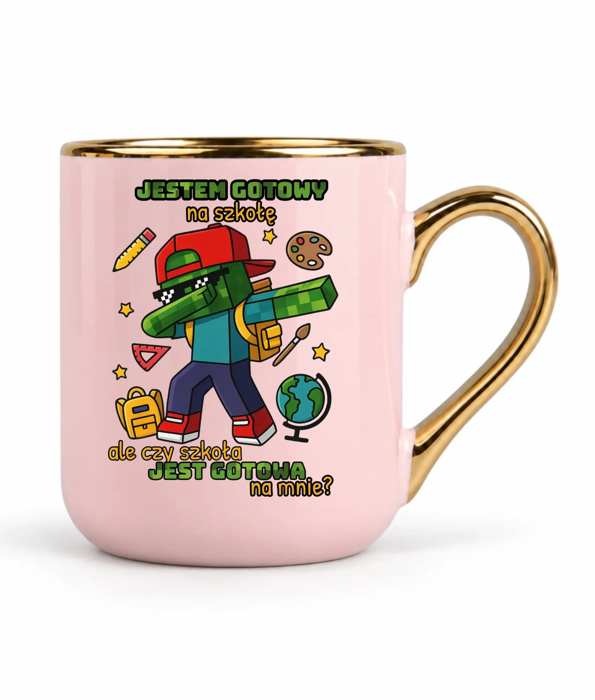 Kubek elegant inspirowany Minecraft'em Jestem gotowy na szkołę SZ05
