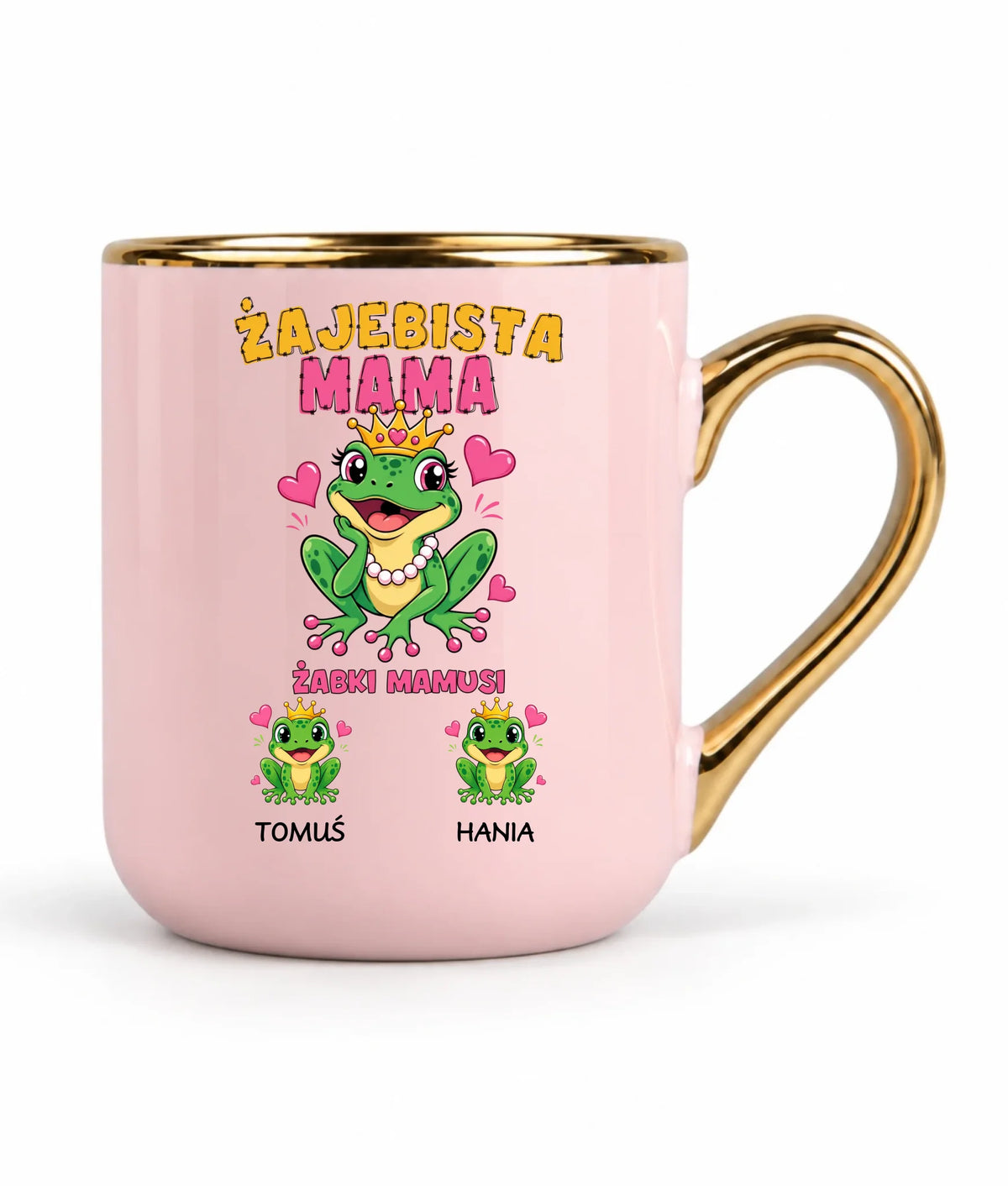 Kubek elegant dla mamy z imionami dzieci - Żabki Mamusi - personalizowany DM54