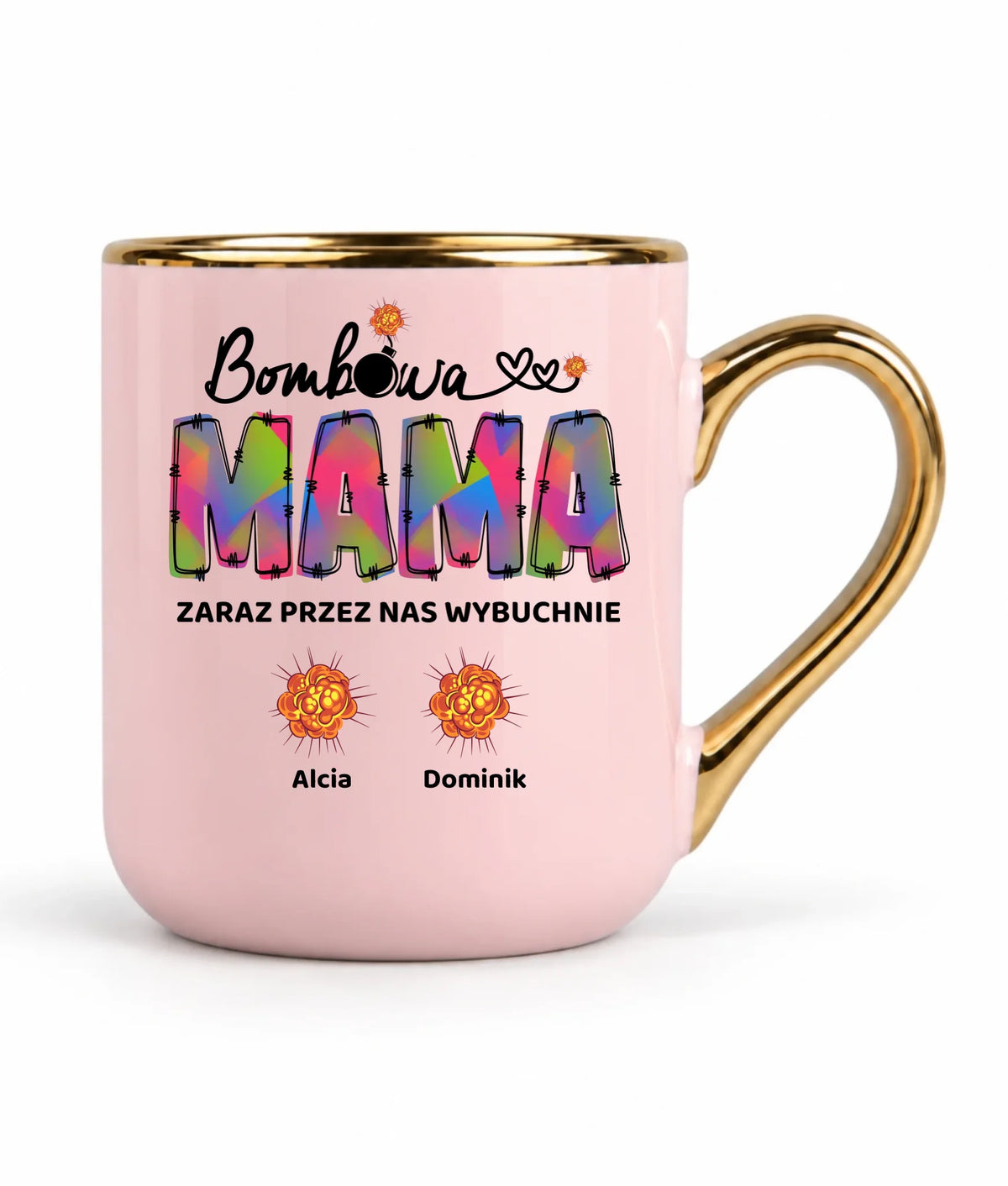 Kubek elegant dla mamy z imionami dzieci - Bombowa mama - personalizowany DM53