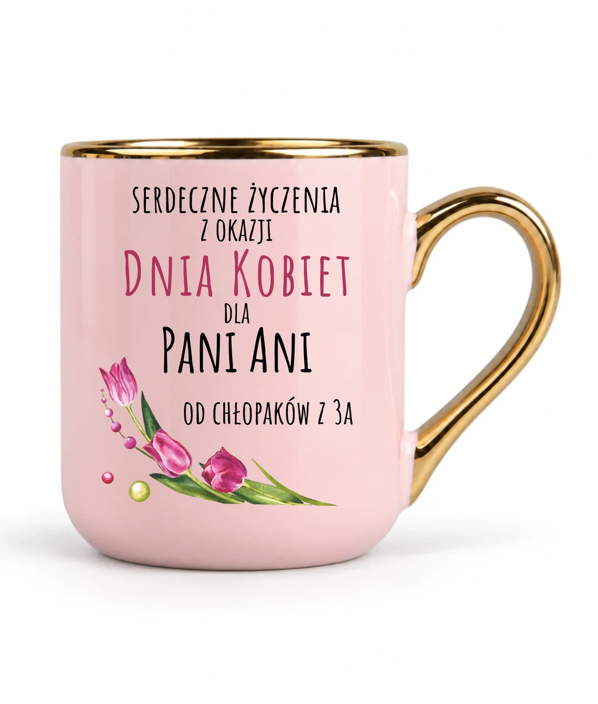 Kubek elegant na Dzień Kobiet - Serdeczne życzenia - personalizowany DK01
