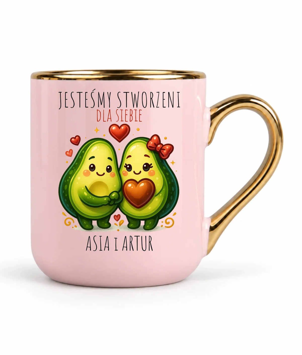 Kubek elegant dla par - Awokado Stworzeni dla siebie - personalizowany W91