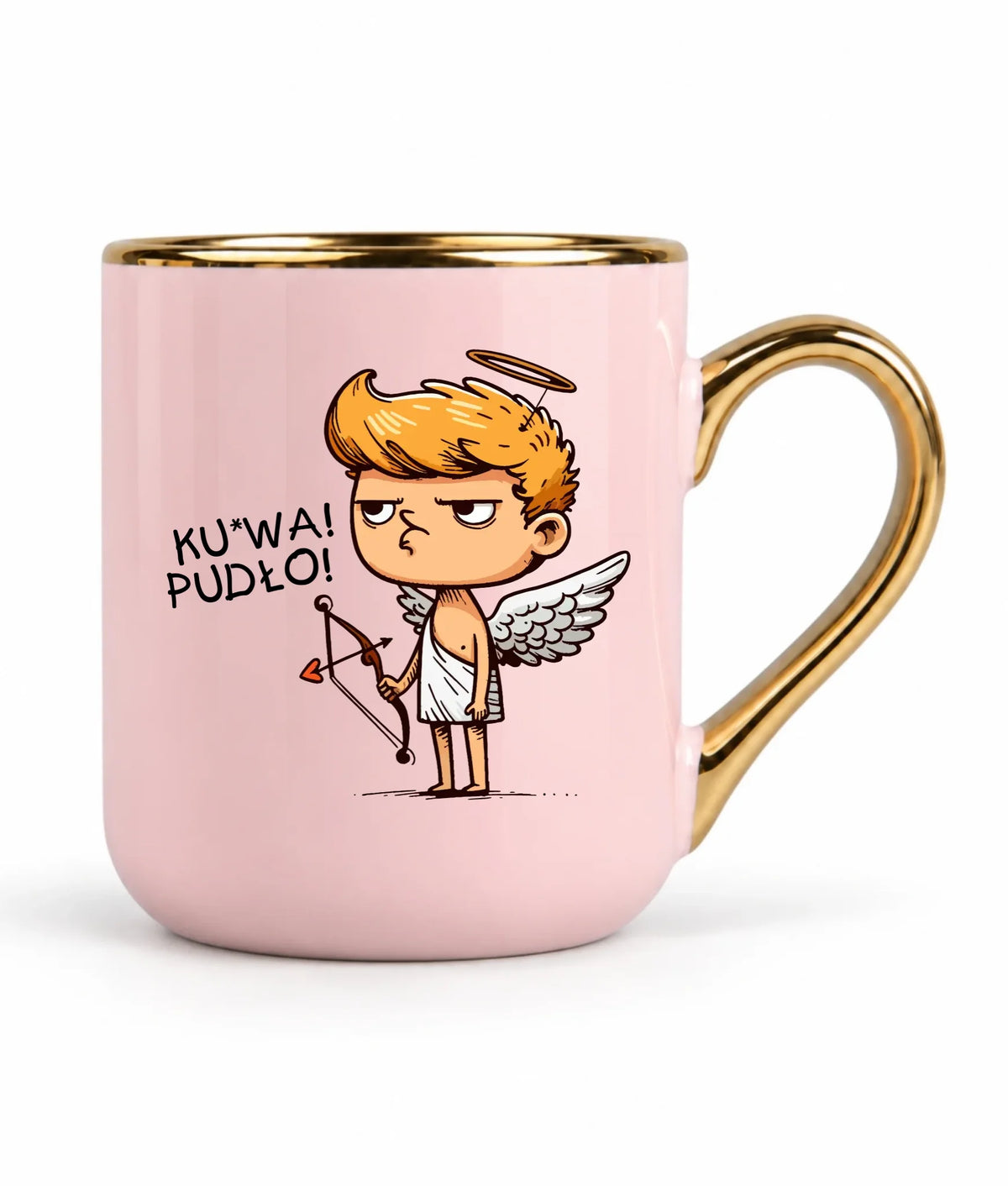 Kubek elegant - Aniołek z łukiem ku*wa pudło - bez cenzury W56
