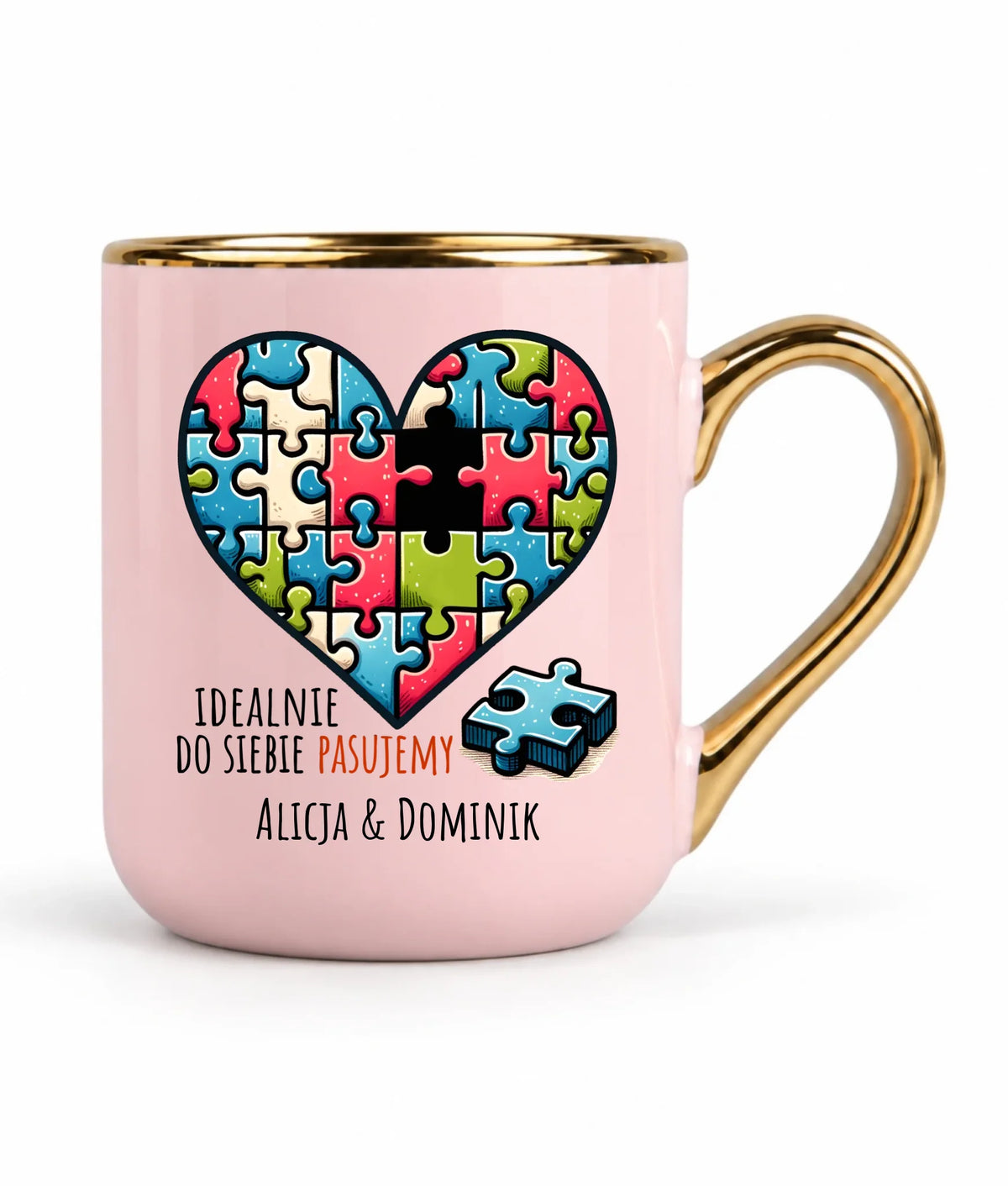 Kubek elegant dla par - Idealnie do siebie pasujemy - personalizowany W44