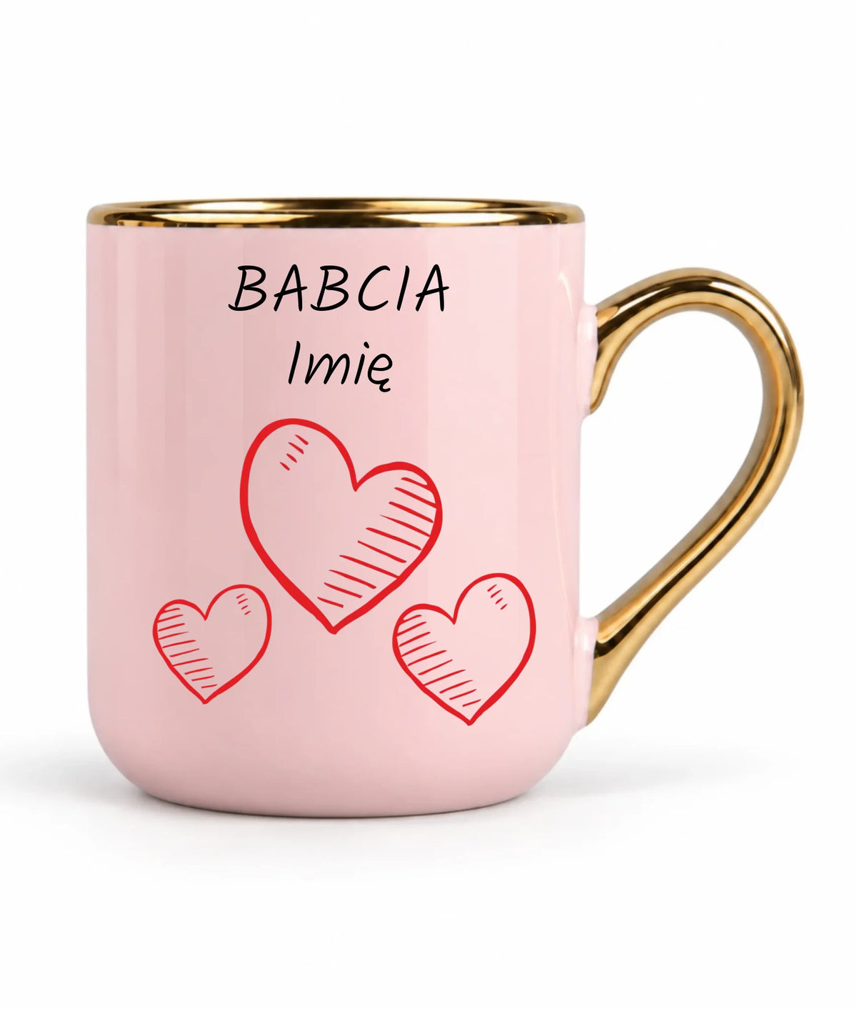 Kubek elegant dla babci - Serca - personalizowany B01
