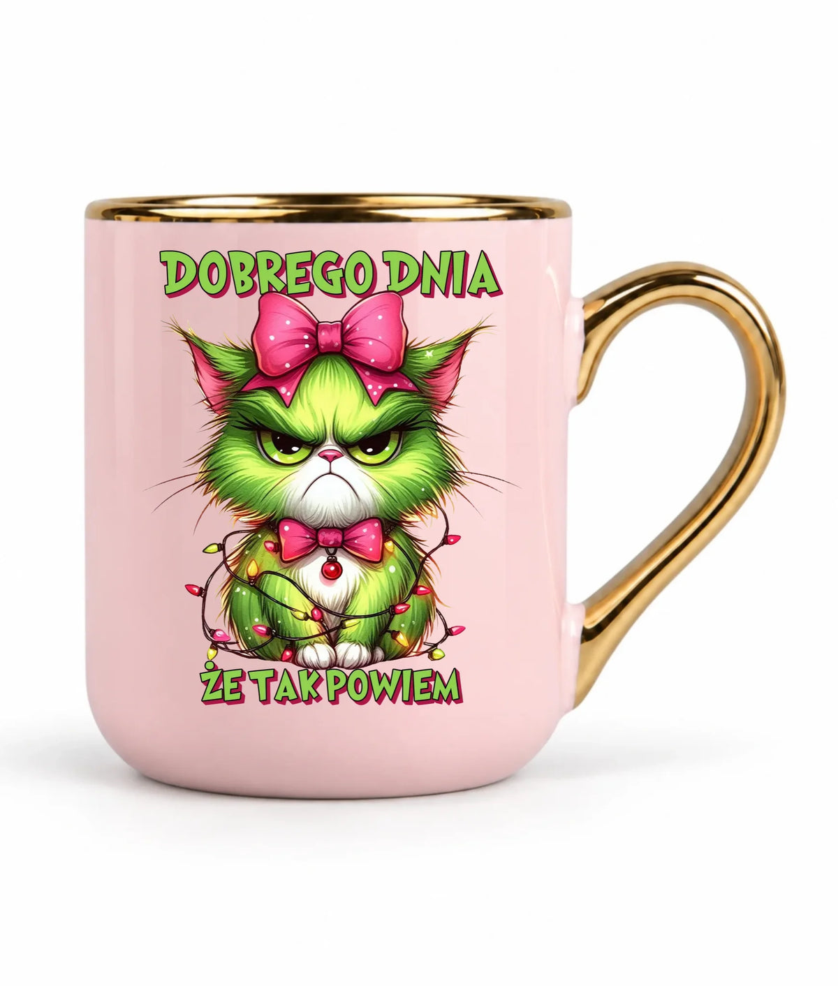 Kubek elegant świąteczny - prezent dla niej - Grinch dobrego dnia, że tak powiem BN153