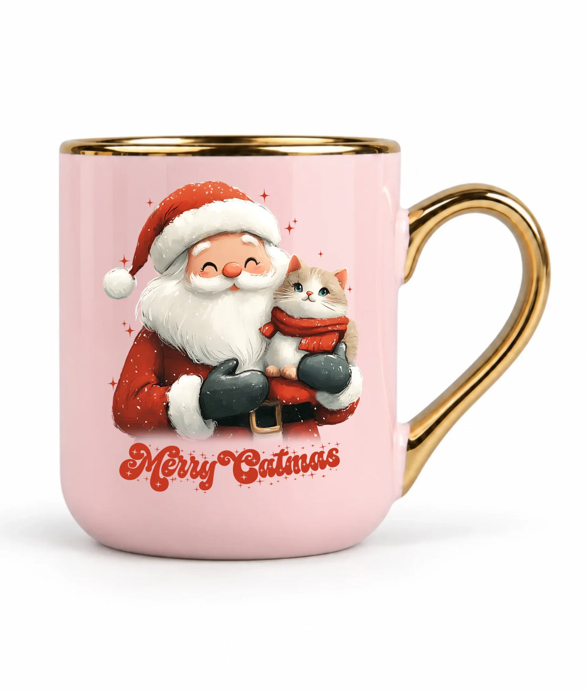 Kubek elegant świąteczny - prezent dla kociary - Merry Catmas BN38