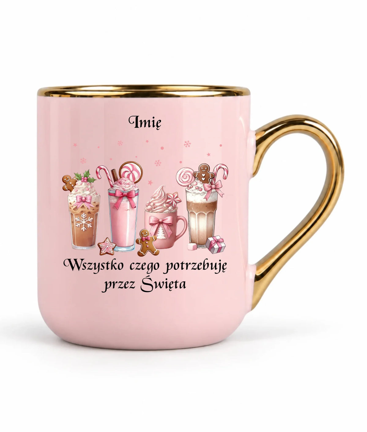 Kubek elegant świąteczny - Zimowa kawa Wszystko czego potrzebuję przez Święta - personalizowany BN46