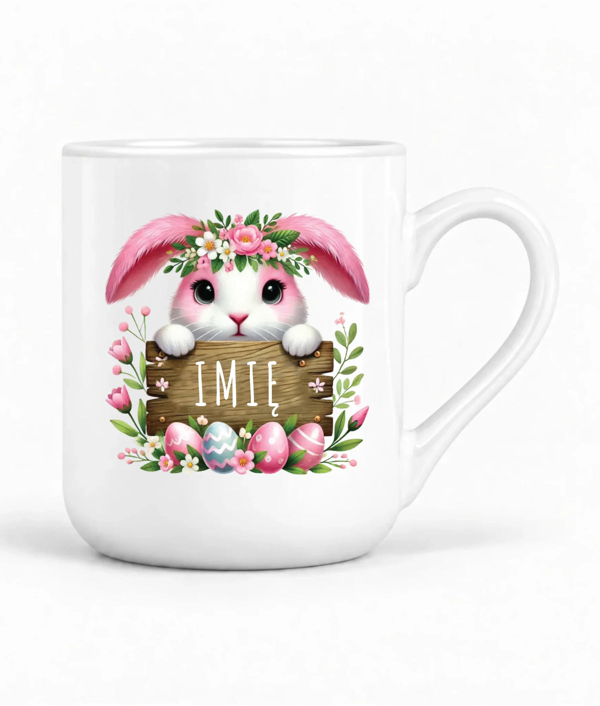 Kubek elegant na Wielkanoc - Różowy Zajączek - Prezent personalizowany WN07