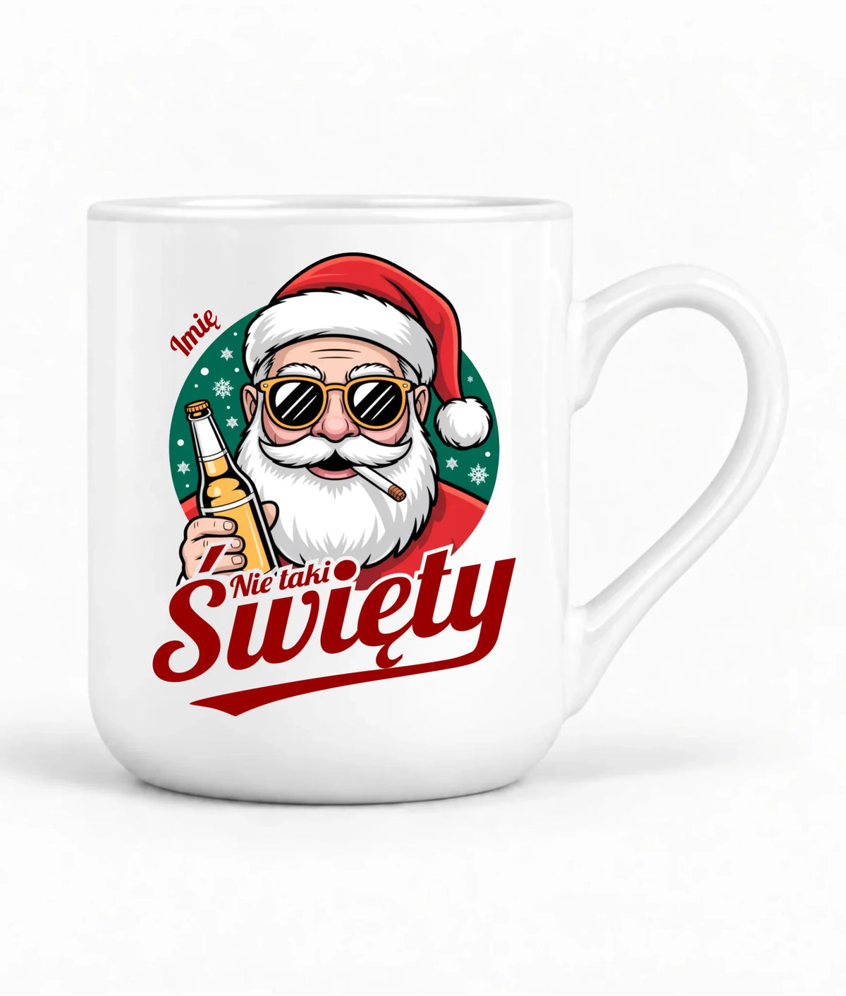 Kubek elegant świąteczny - Mikołaj nie taki święty - personalizowany BN80