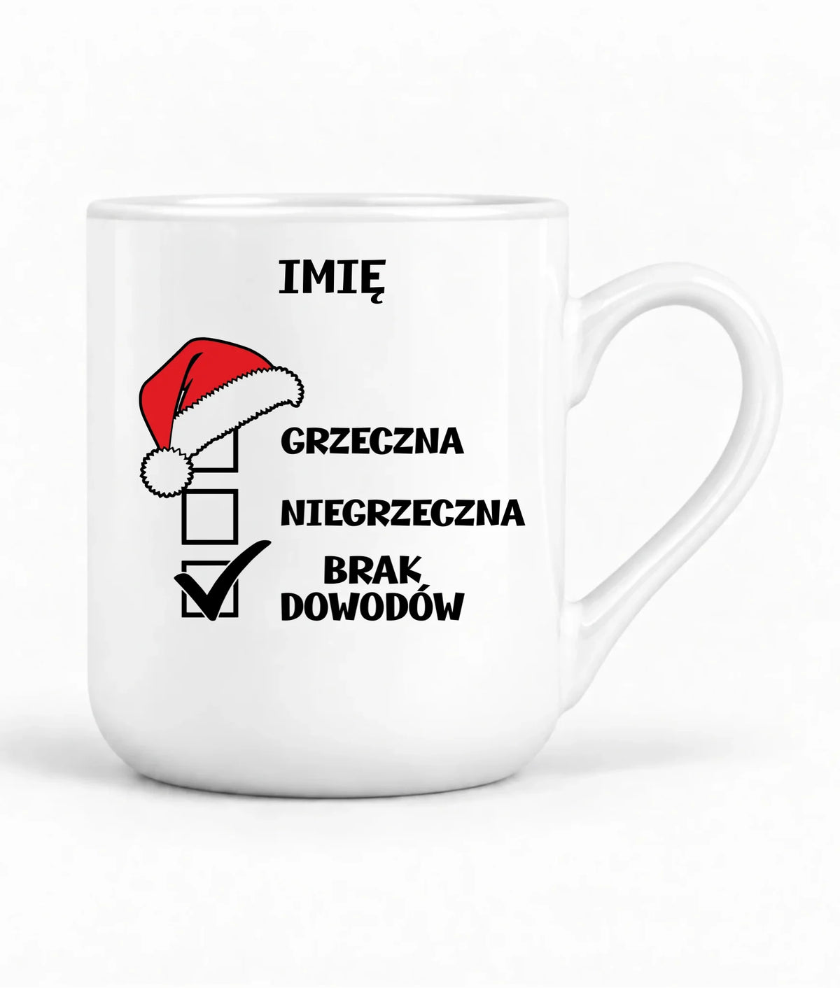 Kubek elegant świąteczny - Grzeczna niegrzeczna brak dowodów - personalizowany BN147