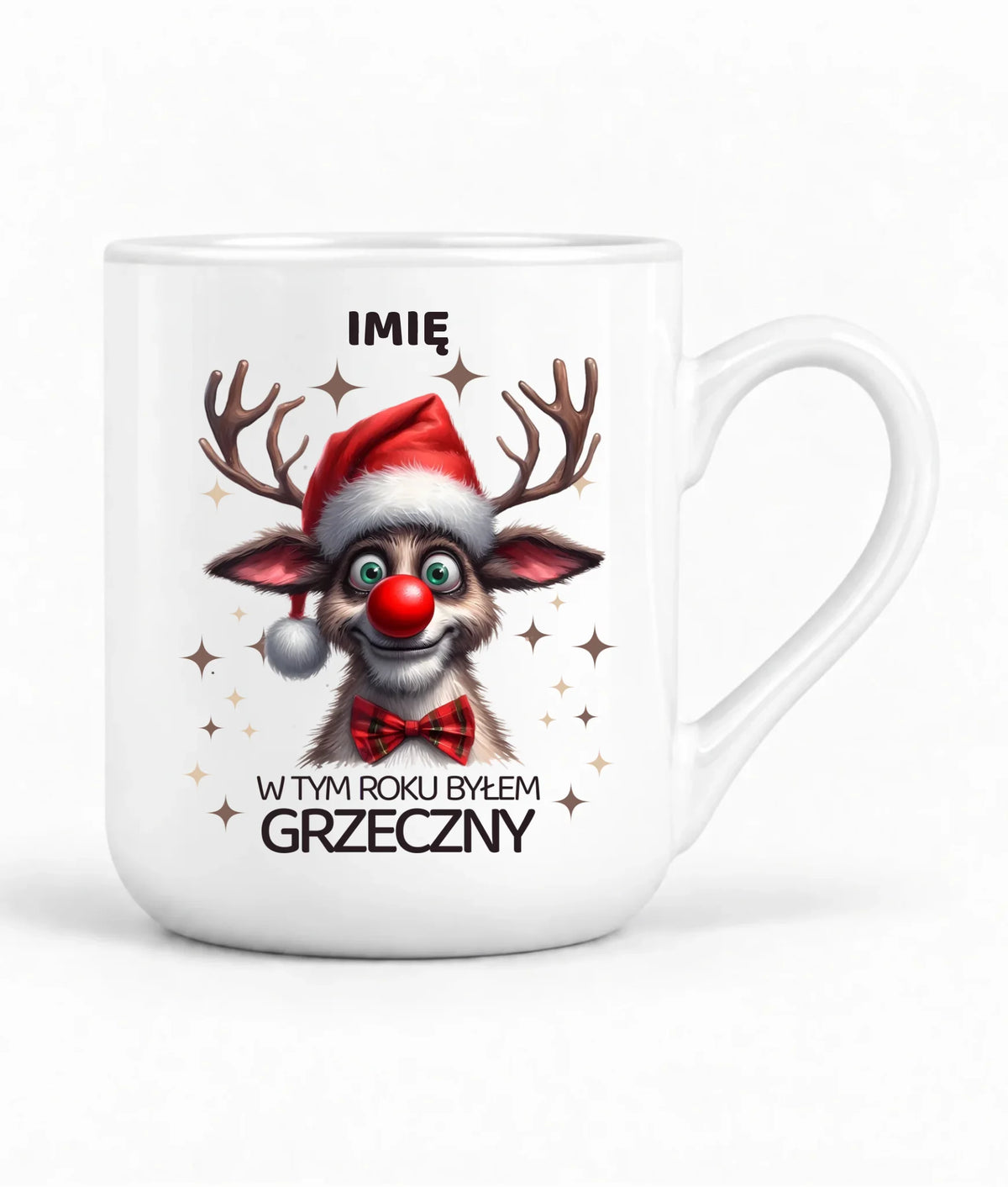 Kubek elegant świąteczny - Renifer W tym roku byłem grzeczny - personalizowany BN96