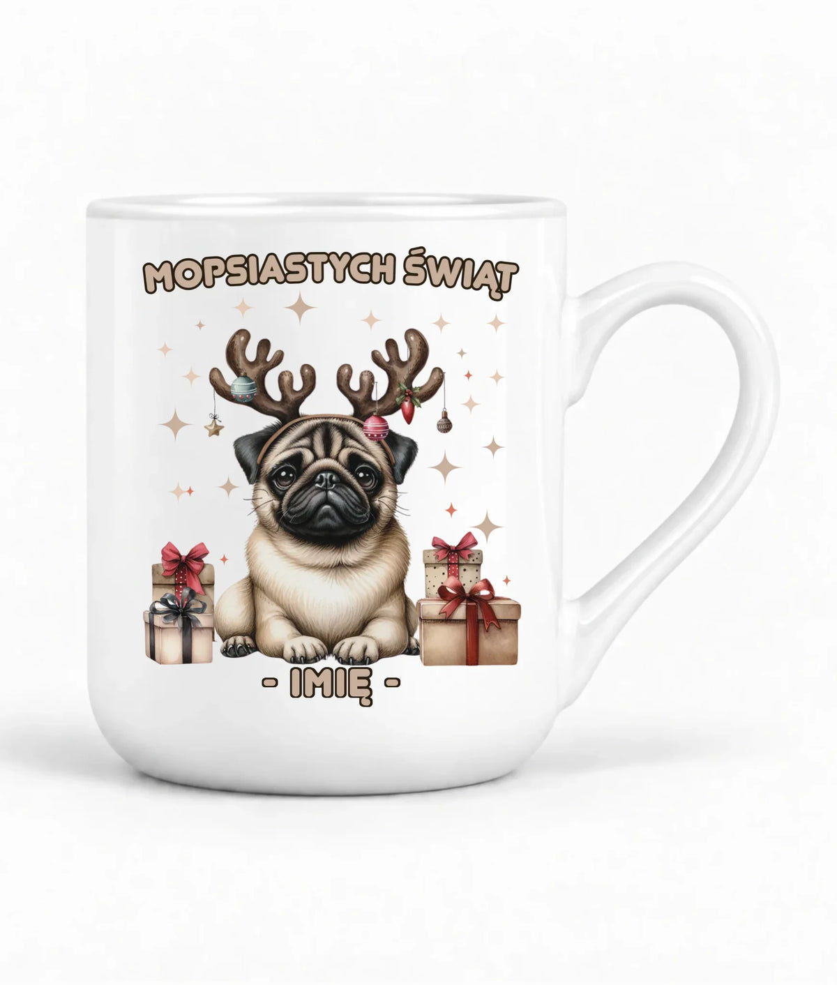 Kubek elegant świąteczny - Mops Mopsiastych świąt - personalizowany BN91