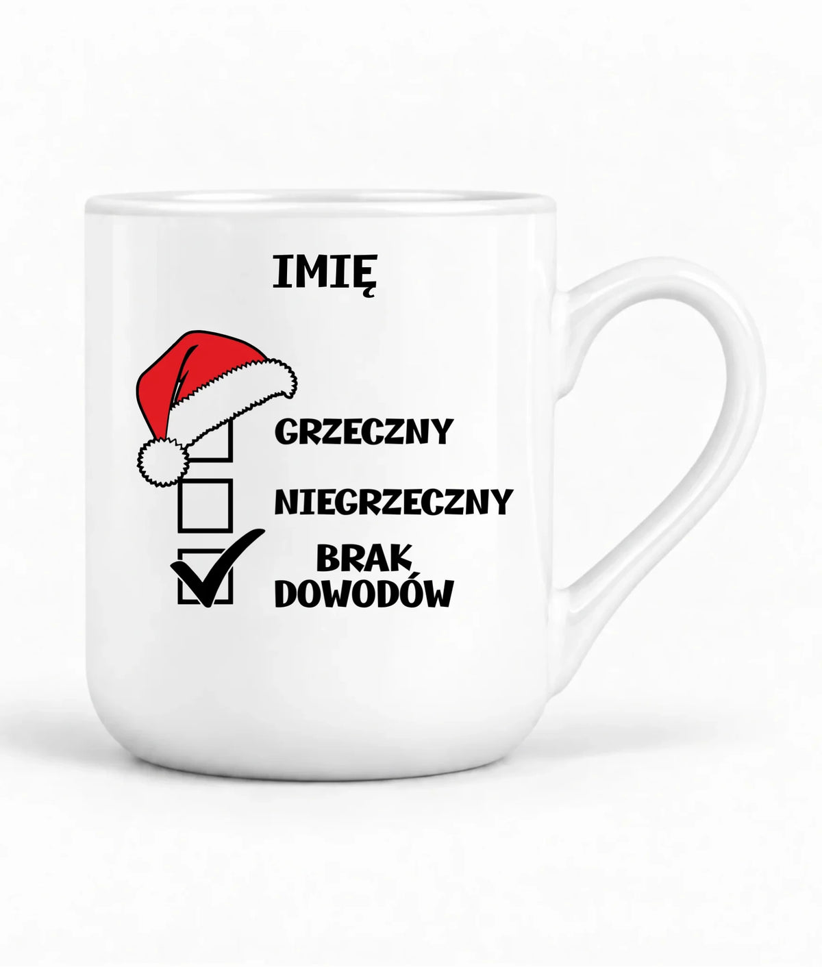 Kubek elegant świąteczny - Grzeczny niegrzeczny brak dowodów - personalizowany BN99