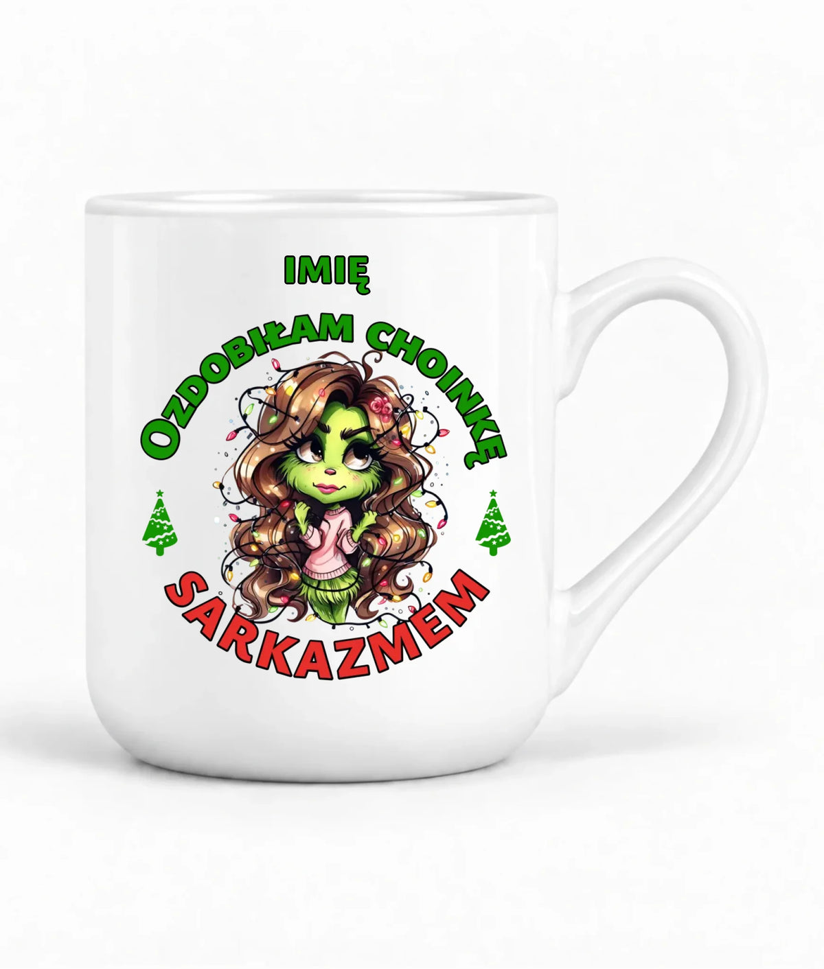 Kubek elegant świąteczny - Grinch - Ozdobiłam choinkę sarkazmem - personalizowany BN115