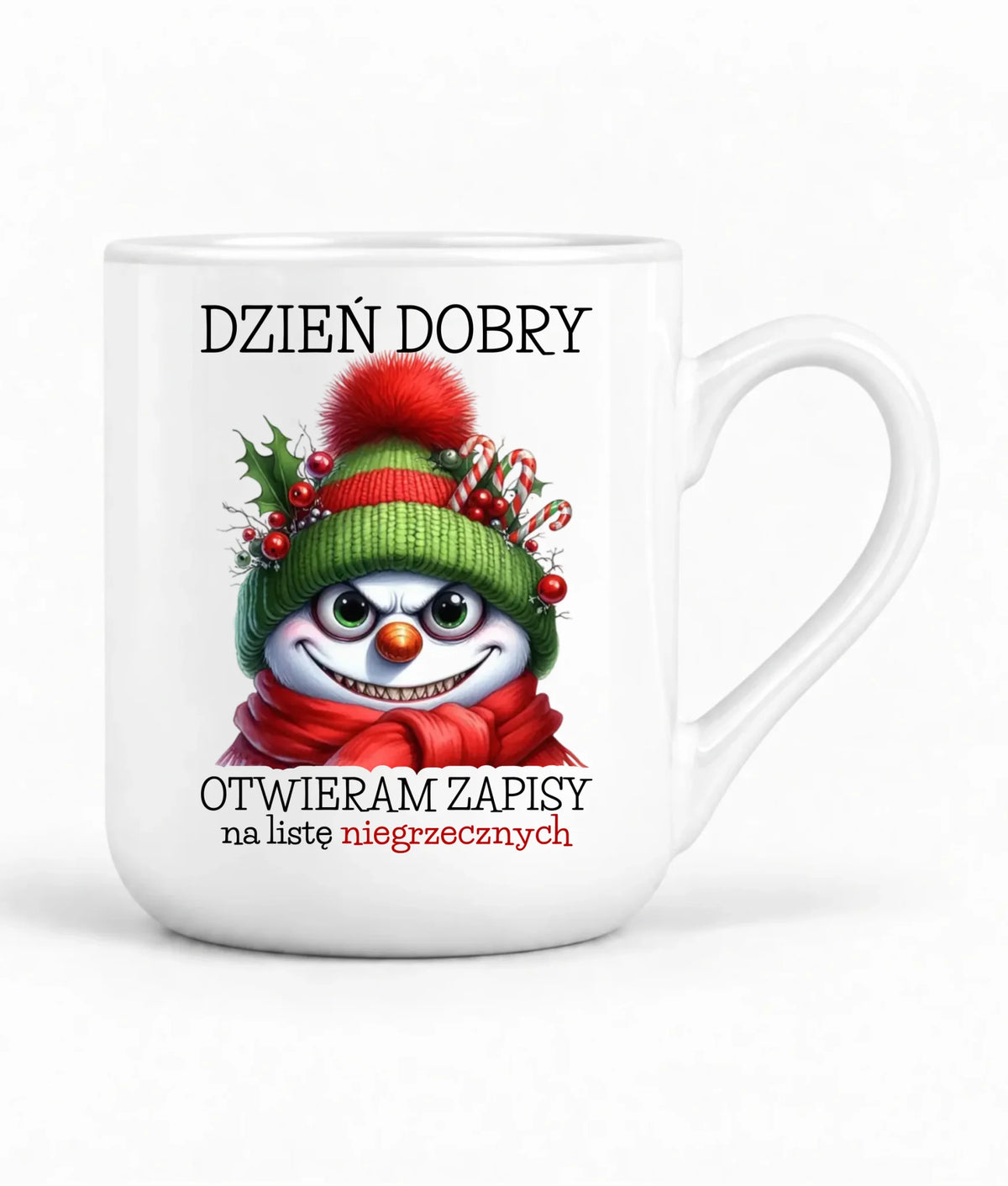 Kubek elegant świąteczny - Niegrzeczny bałwan - Dzień dobry otwieram zapisy na listę BN121