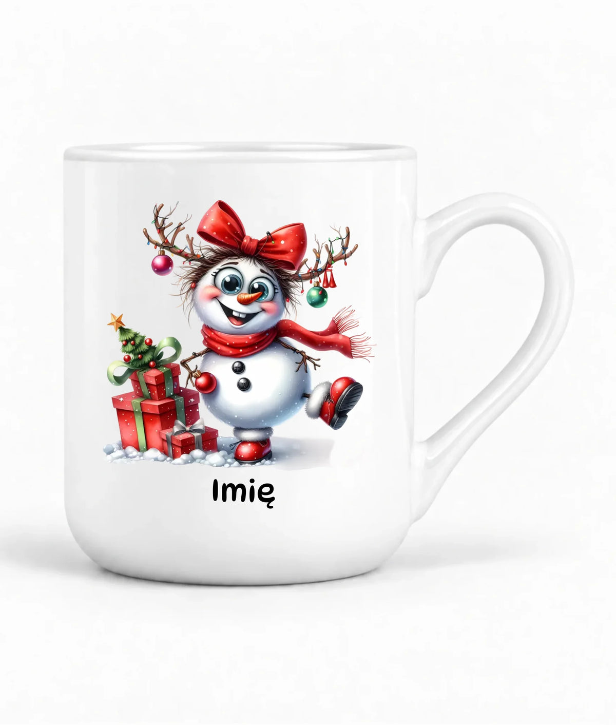 Kubek elegant świąteczny dla niej - Bałwanek - personalizowany BN123