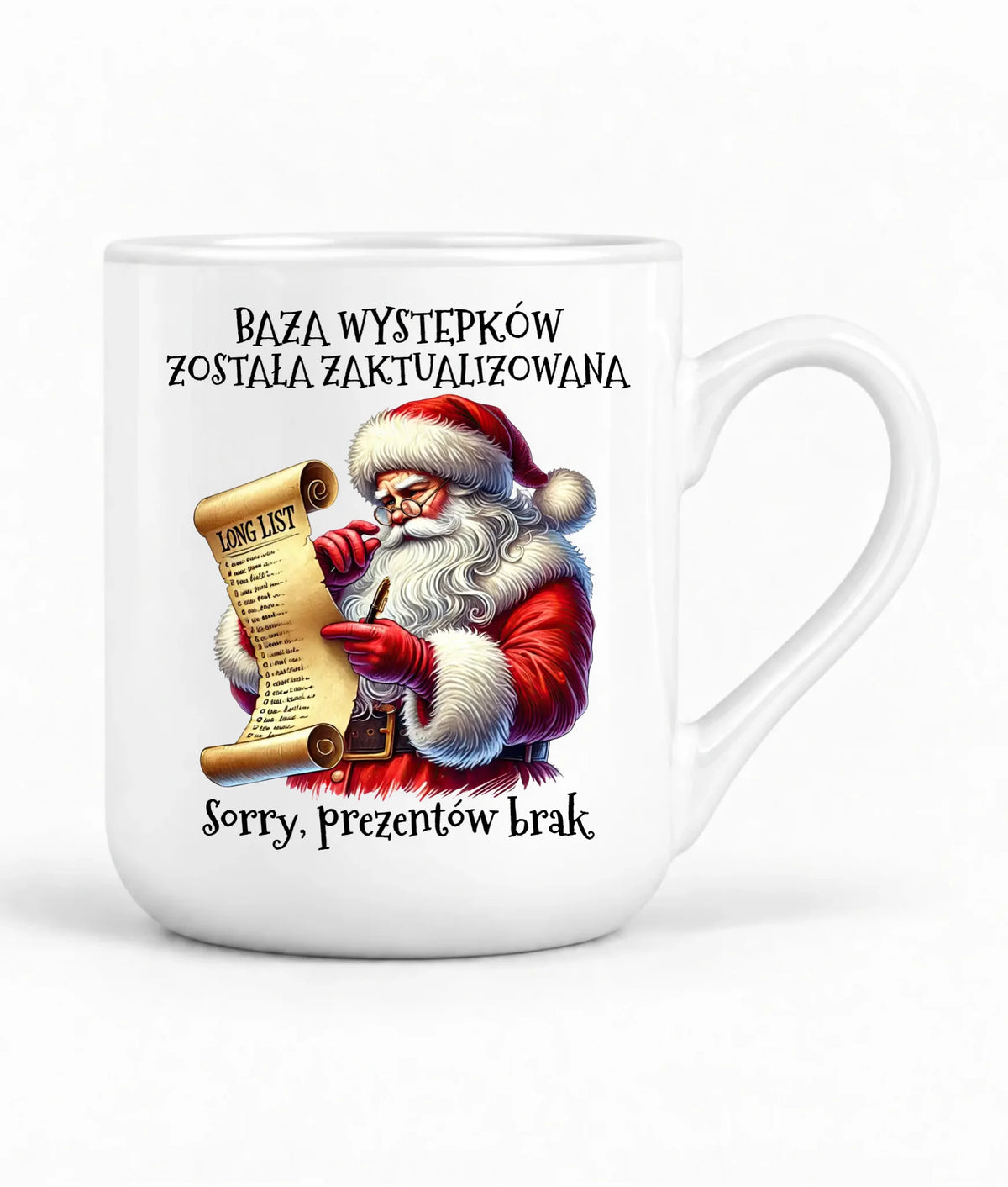 Kubek elegant świąteczny z Mikołajem - Prezentów brak BN07