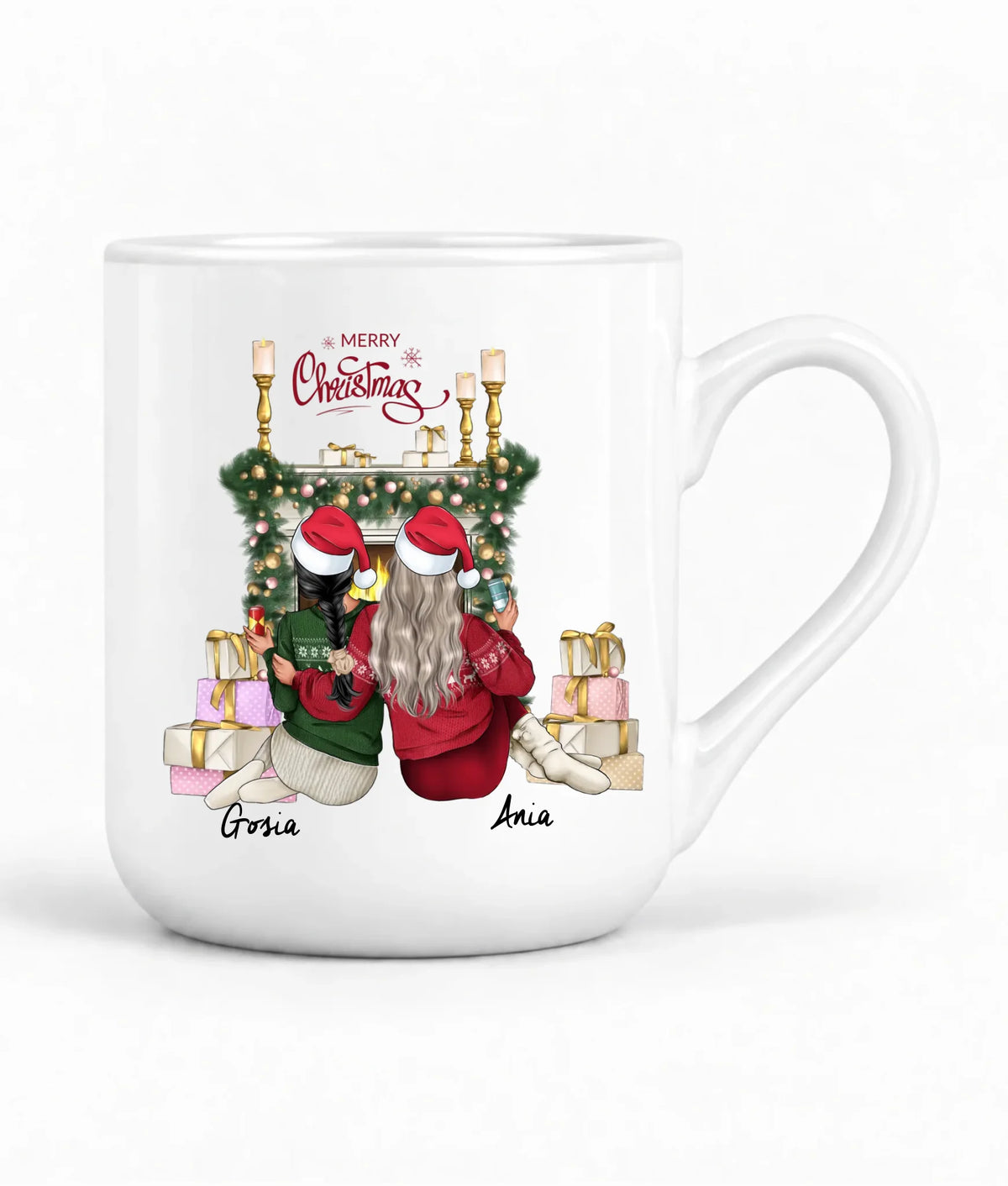 Kubek elegant świąteczny - prezent dla przyjaciółki - personalizowane postacie 2-4 osoby PR04