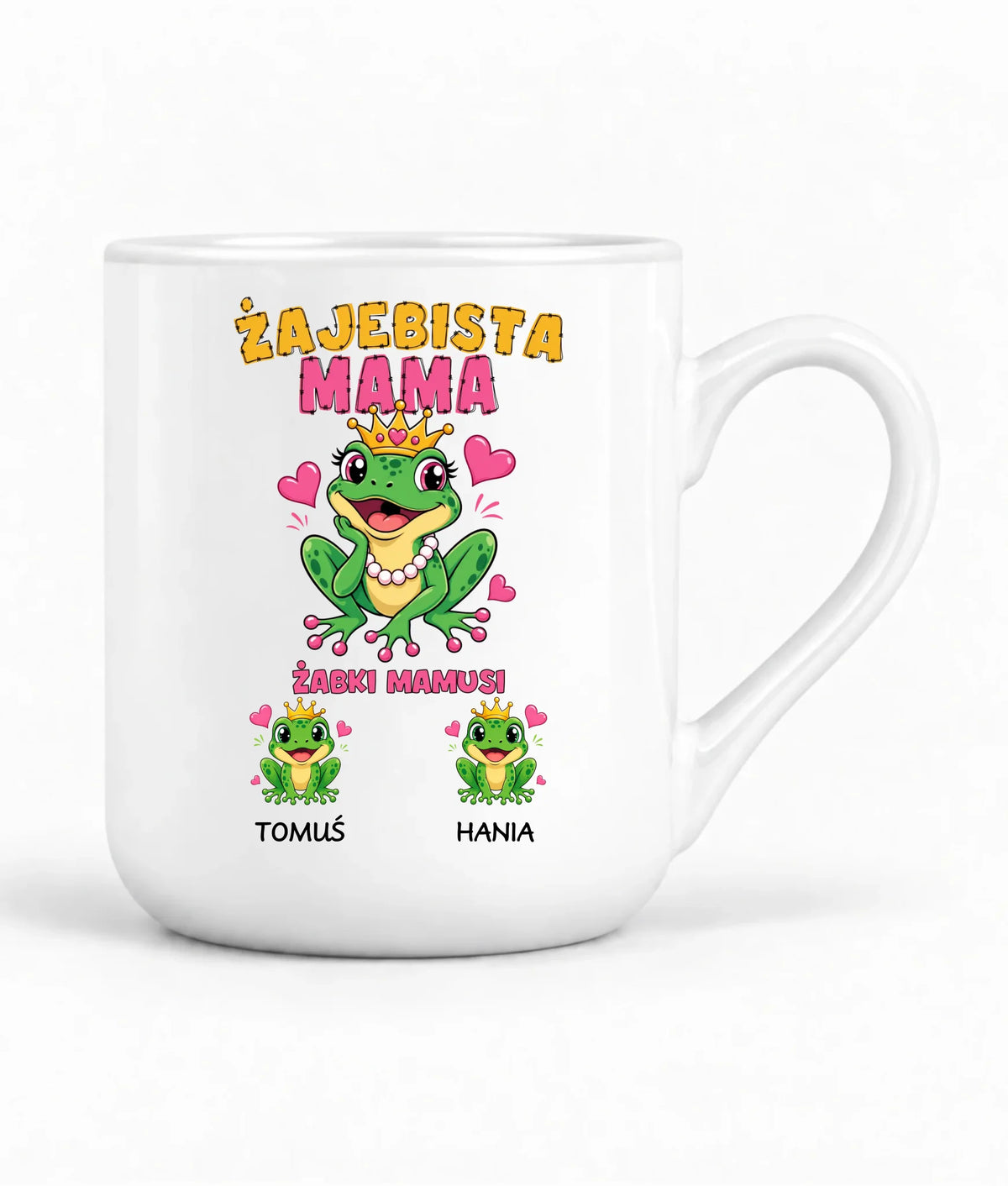 Kubek elegant dla mamy z imionami dzieci - Żabki Mamusi - personalizowany DM54