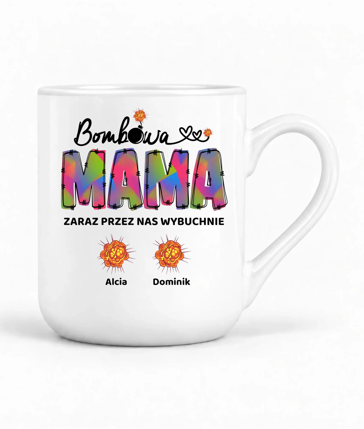 Kubek elegant dla mamy z imionami dzieci - Bombowa mama - personalizowany DM53