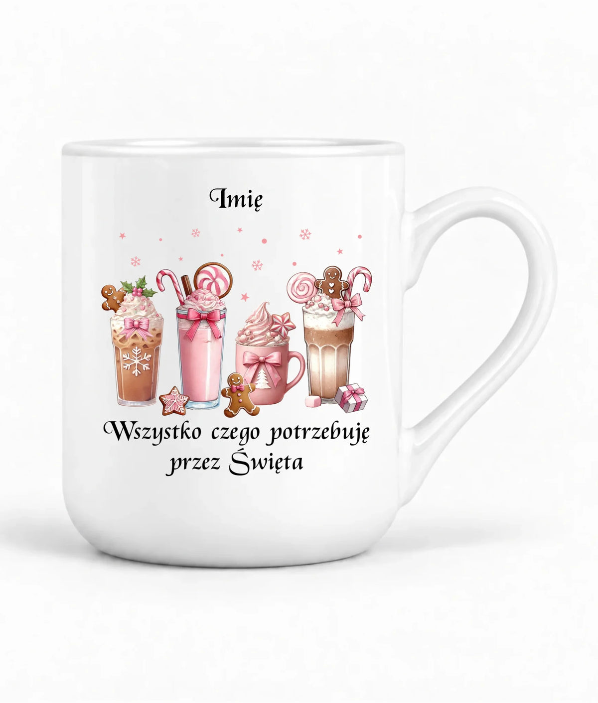 Kubek elegant świąteczny - Zimowa kawa Wszystko czego potrzebuję przez Święta - personalizowany BN46
