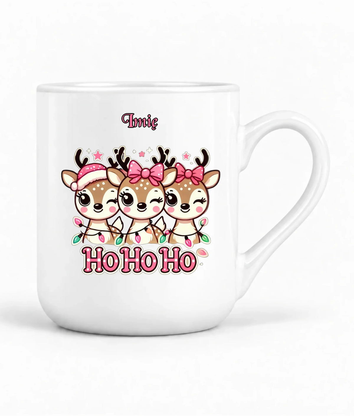 Kubek elegant świąteczny - Ho ho ho Słodkie reniferki - personalizowany BN49