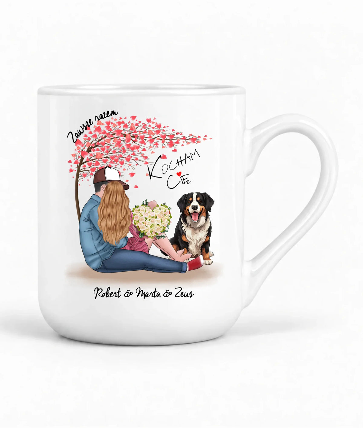 Kubek elegant dla par + Berneńczyk - Zawsze razem - personalizowany W04A