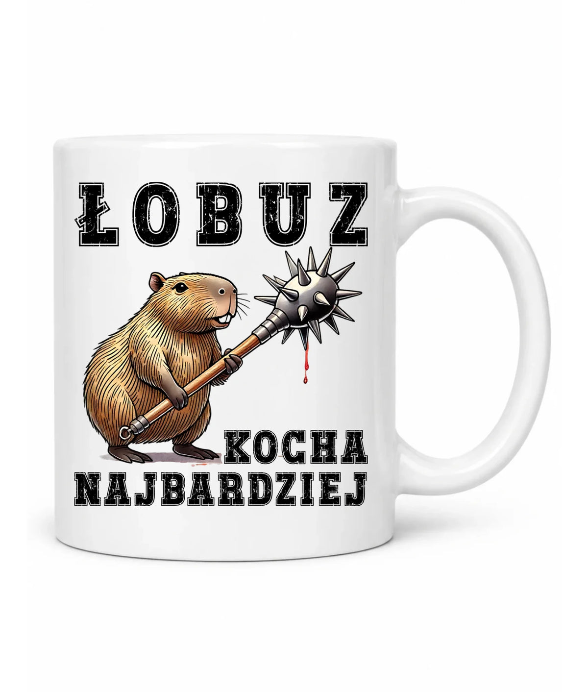 Kubek - prezent dla chłopaka - Łobuz kapibara z maczugą DCH17