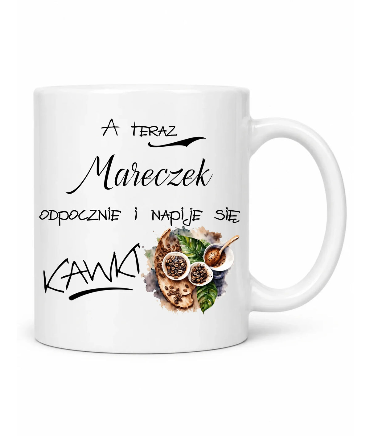 Kubek - Odpocznie i napije się kawki prezent dla kawosza - personalizowany DCH04