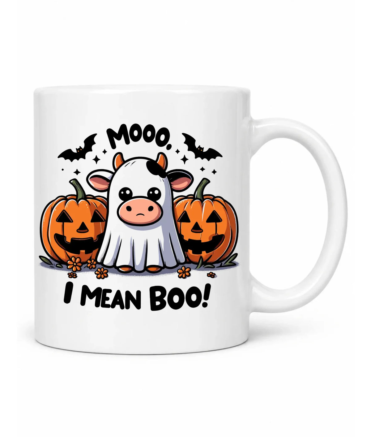 Kubek na Halloween - Mooo I mean Boo! - z dynią i duchem HL14