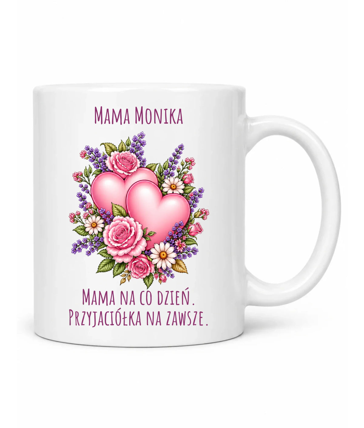 Kubek dla mamy - Bukiet z sercami przyjaciółka - personalizowany DM39