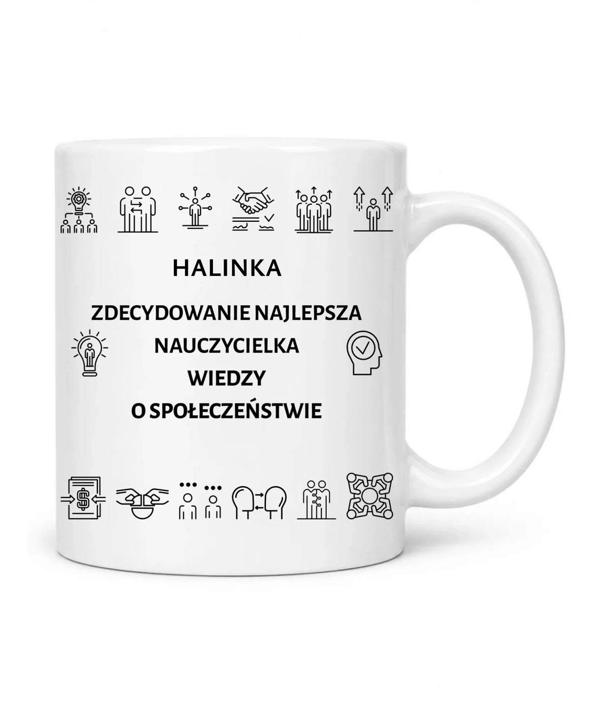 Kubek z imieniem dla nauczyciela i nauczycielki - Wiedza o społeczeństwie WOS N59