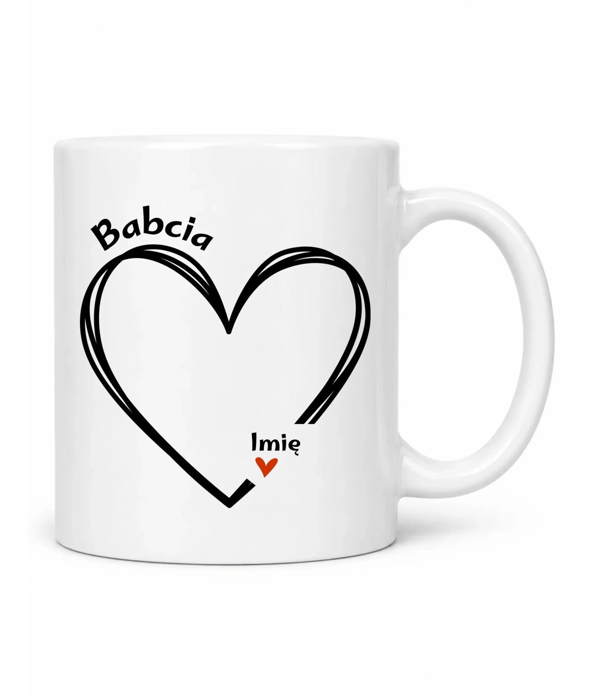 Kubek dla babci - Serce z imionami wnuków 1-7 - personalizowany B26