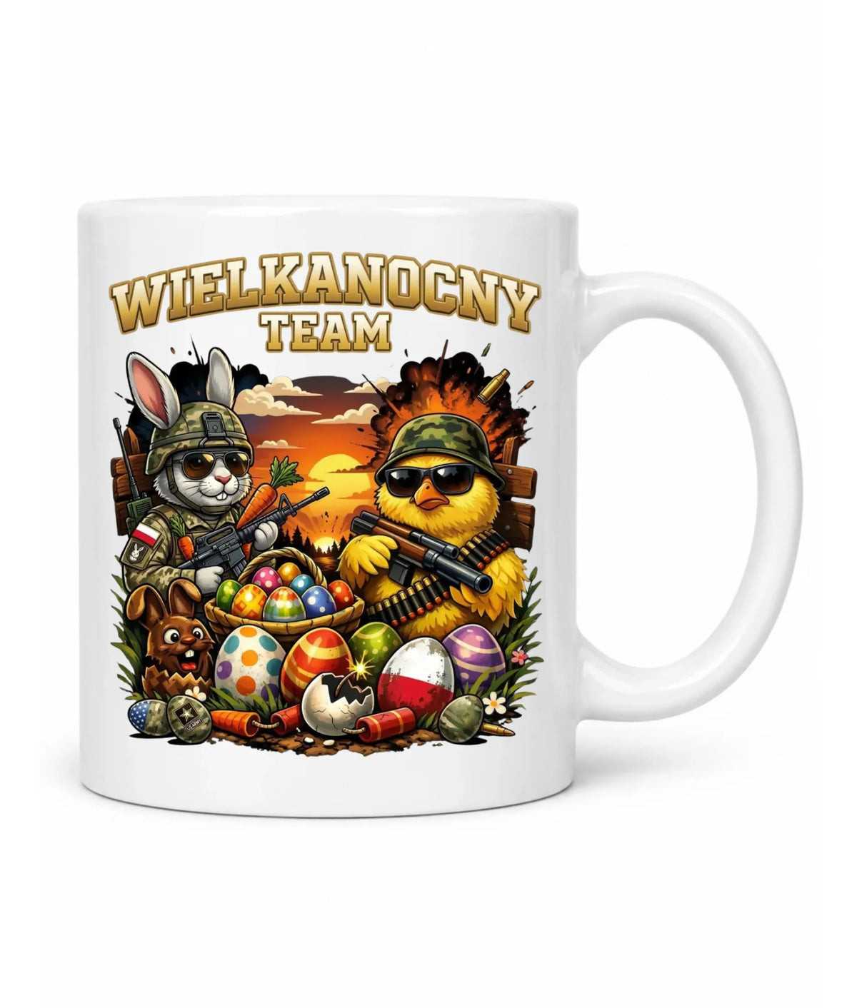 Kubek na Wielkanoc - Kurczak i zając armia Wielkanocny Team WN37